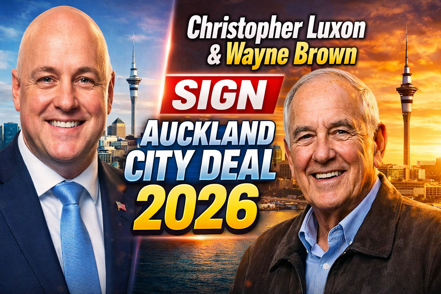 Christopher Luxon & Wayne Brown Sign Auckland City Deal 2026 Key Infrastructure & Transport Plans Revealed